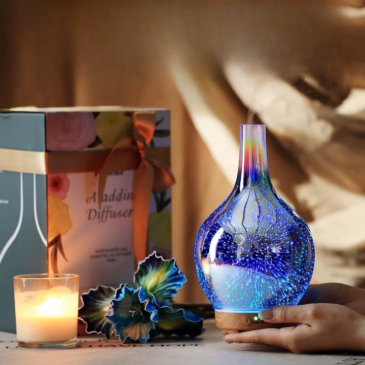 3D Essential Oil Diffuser Cool Mist Humidifier Ultrasonic Aromatherapy Diffuser,150Ml Last 6H,Auto Shut-Off,Air Refresh,Decoration for Home,Office,Yoga,Baby,Sleep