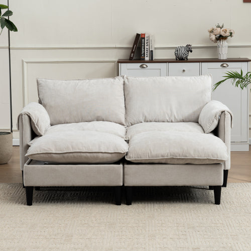Convertible Combination Sofa Sofa Ushaped Sofa with Footstools with Storage Gray Sofa for Living Room, Living Room Bedroom Office Small Space 2 Seater Combination Sofa