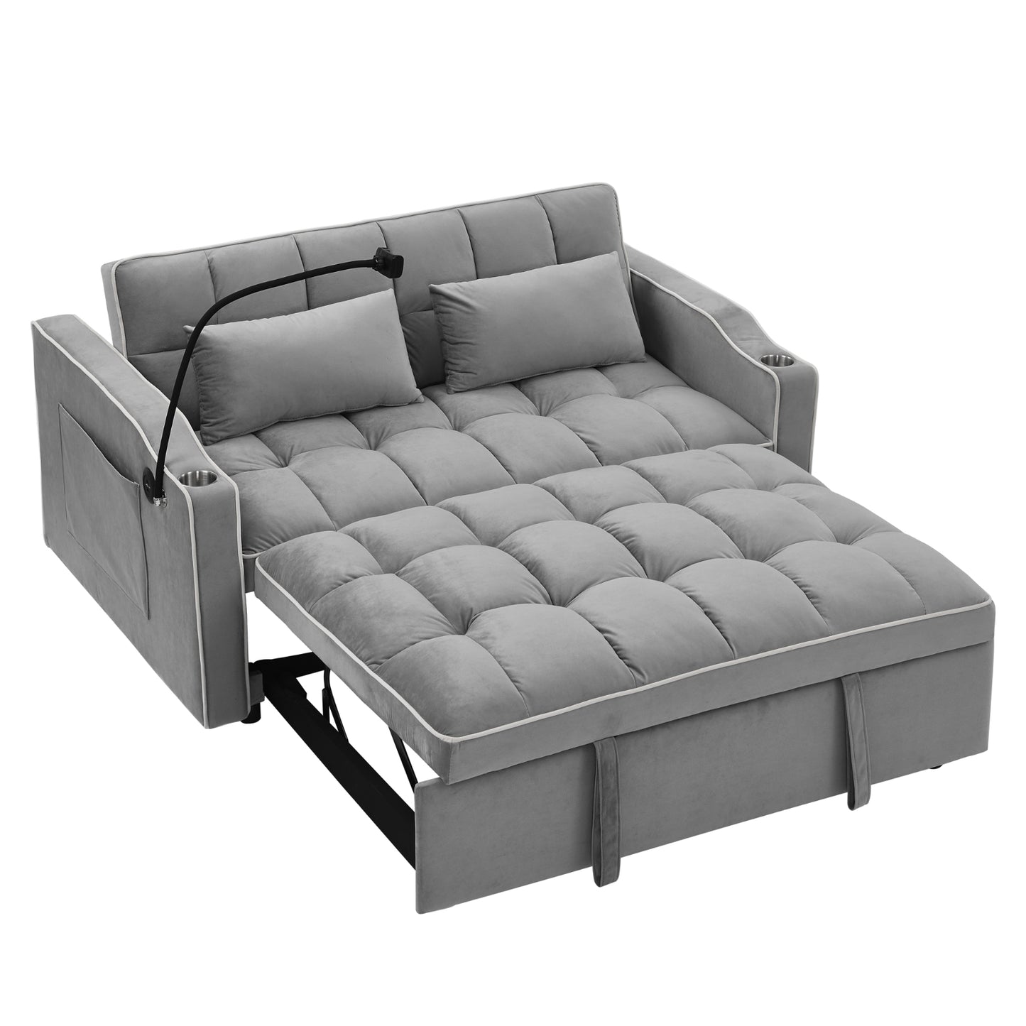 55.51 Inch Versatile Foldable Sofa Bed in 3 Lengths, Modern Sofa Sofa Sofa Velvet Pull-Out Bed, Adju