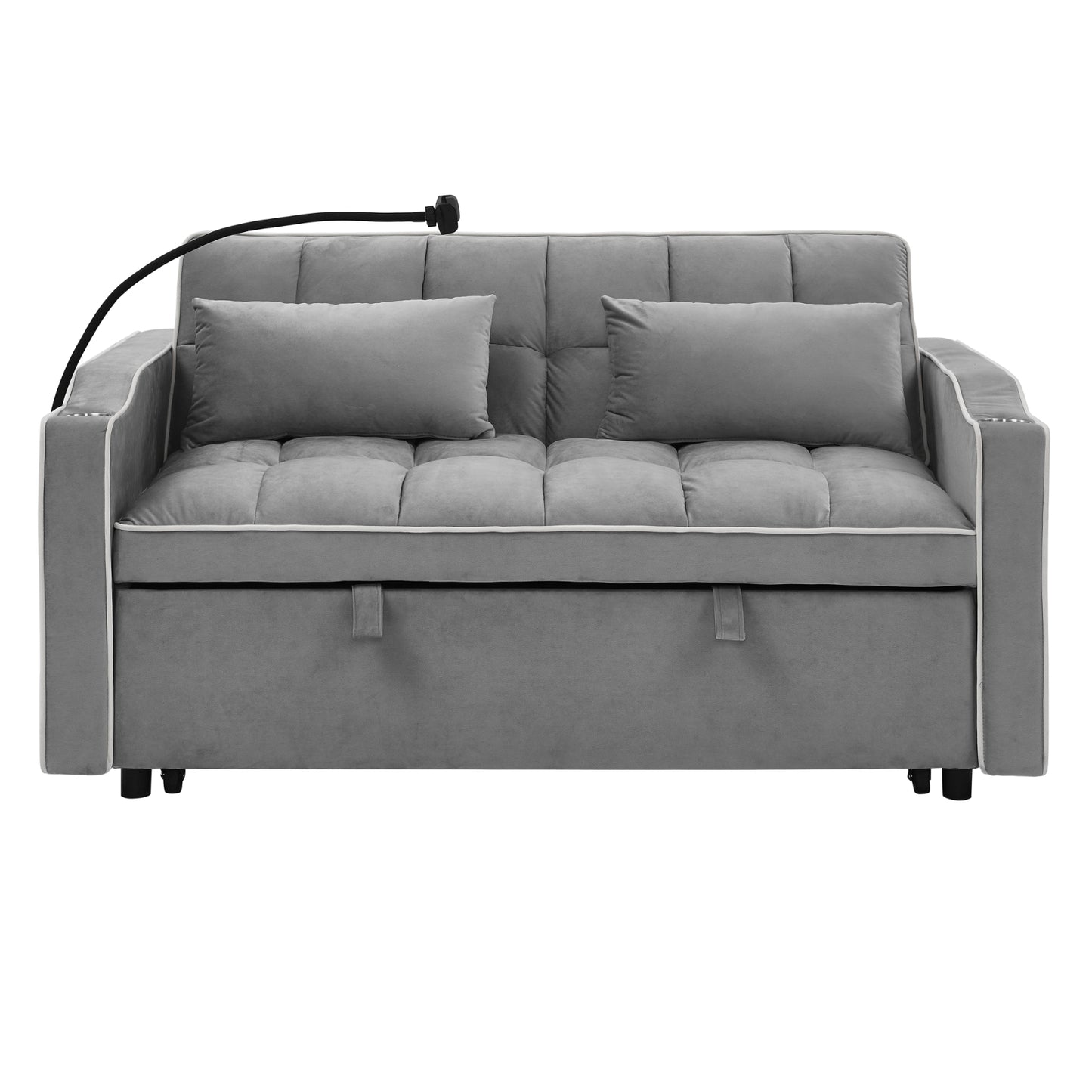 55.51 Inch Versatile Foldable Sofa Bed in 3 Lengths, Modern Sofa Sofa Sofa Velvet Pull-Out Bed, Adju