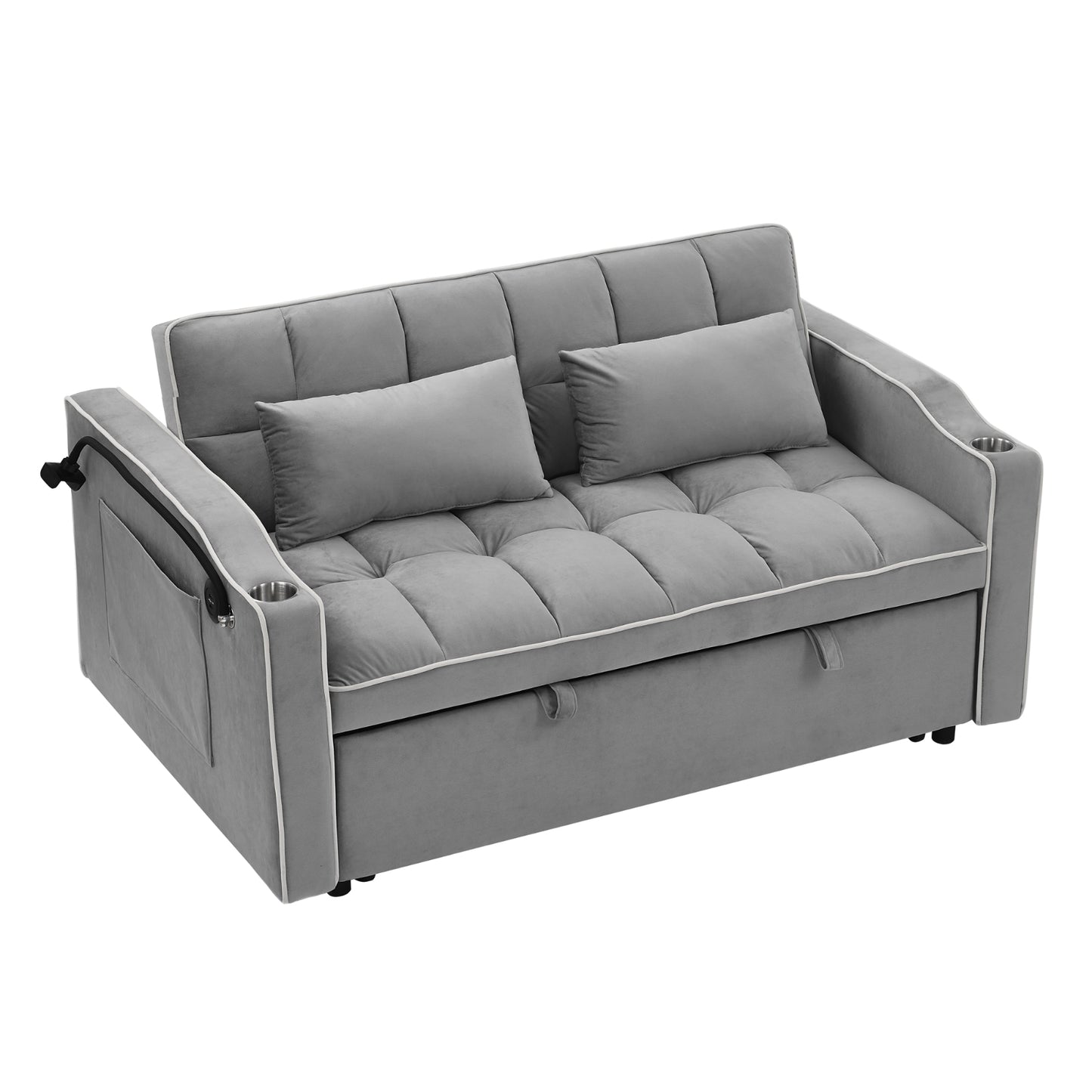 55.51 Inch Versatile Foldable Sofa Bed in 3 Lengths, Modern Sofa Sofa Sofa Velvet Pull-Out Bed, Adju