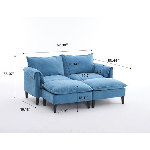 Convertible Combination Sofa Sofa Ushaped Sofa with Footstools with Storage Gray Sofa for Living Room, Living Room Bedroom Office Small Space 2 Seater Combination Sofa