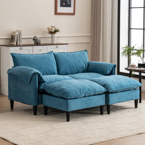 Convertible Combination Sofa Sofa Ushaped Sofa with Footstools with Storage Gray Sofa for Living Room, Living Room Bedroom Office Small Space 2 Seater Combination Sofa