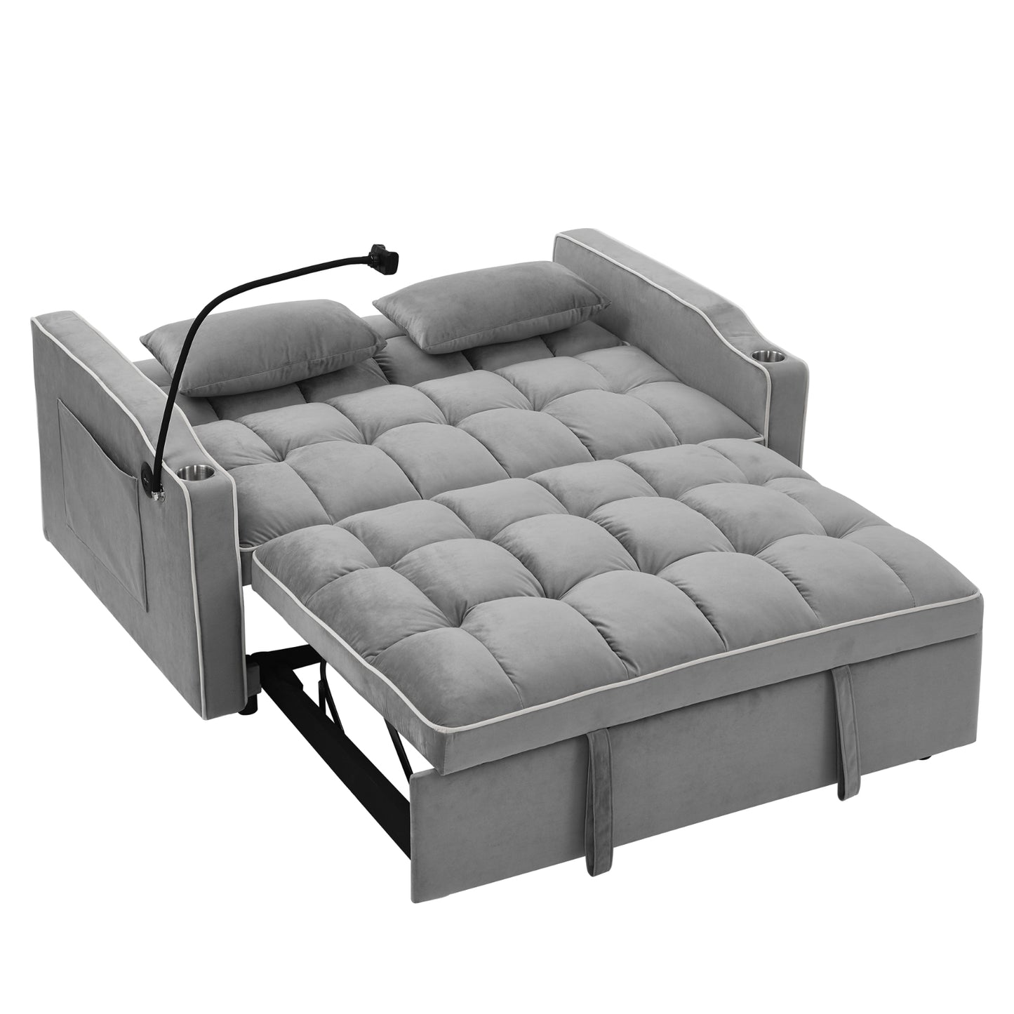 55.51 Inch Versatile Foldable Sofa Bed in 3 Lengths, Modern Sofa Sofa Sofa Velvet Pull-Out Bed, Adju