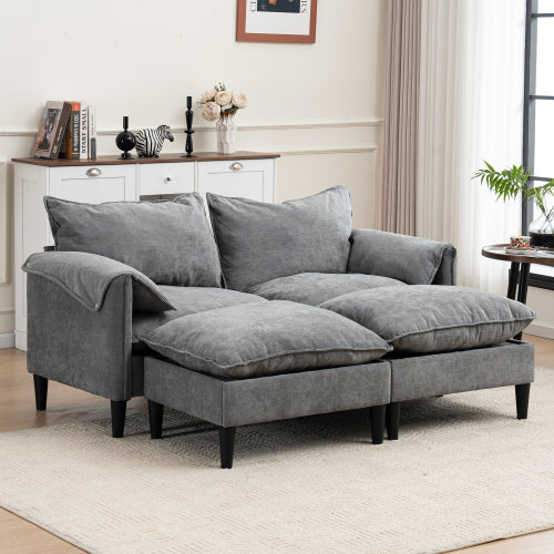 Convertible Combination Sofa Sofa Ushaped Sofa with Footstools with Storage Gray Sofa for Living Room, Living Room Bedroom Office Small Space 2 Seater Combination Sofa