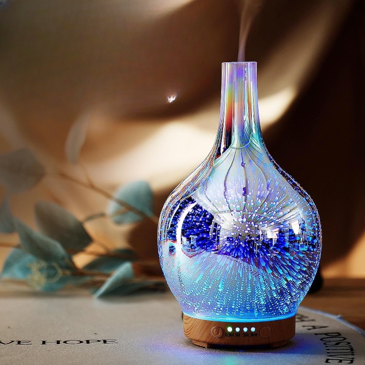 3D Essential Oil Diffuser Cool Mist Humidifier Ultrasonic Aromatherapy Diffuser,150Ml Last 6H,Auto Shut-Off,Air Refresh,Decoration for Home,Office,Yoga,Baby,Sleep