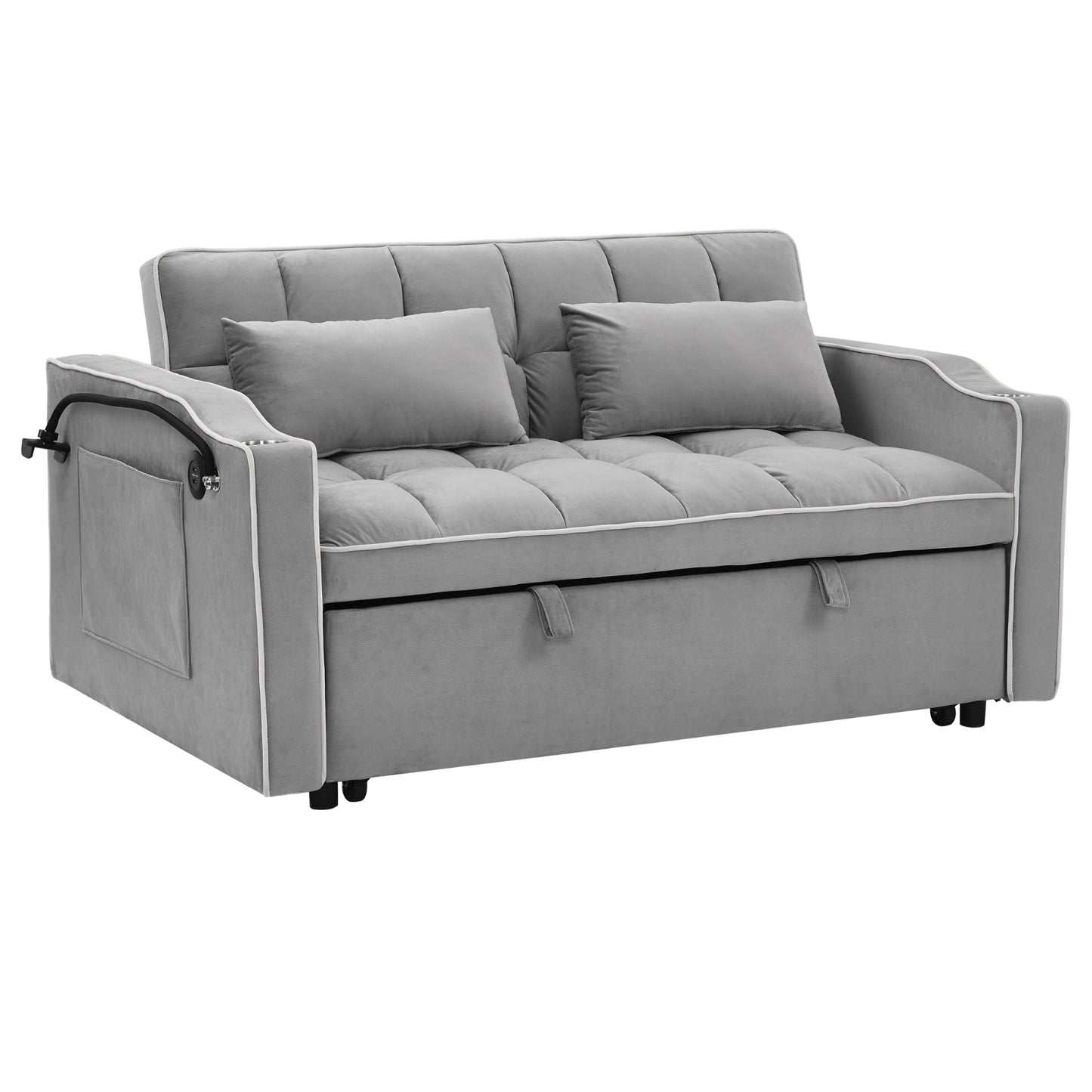 55.51 Inch Versatile Foldable Sofa Bed in 3 Lengths, Modern Sofa Sofa Sofa Velvet Pull-Out Bed, Adju