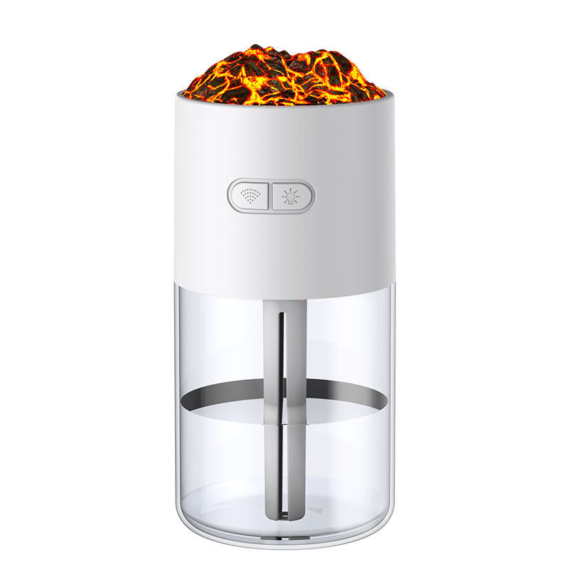 White lamp with lava-like top on a white background