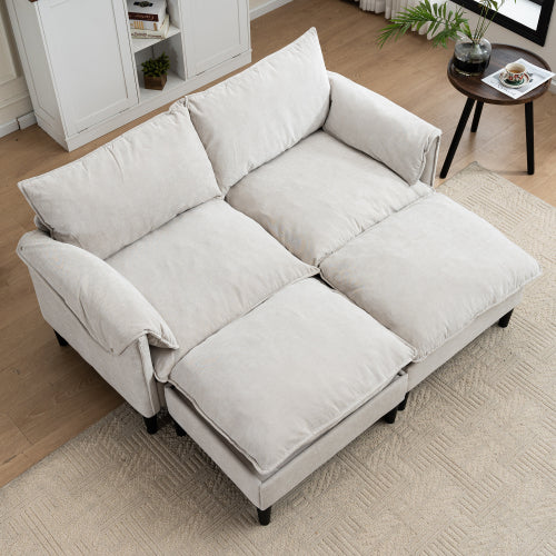 Convertible Combination Sofa Sofa Ushaped Sofa with Footstools with Storage Gray Sofa for Living Room, Living Room Bedroom Office Small Space 2 Seater Combination Sofa