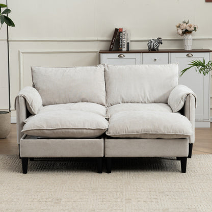 Convertible Combination Sofa Sofa Ushaped Sofa with Footstools with Storage Gray Sofa for Living Room, Living Room Bedroom Office Small Space 2 Seater Combination Sofa