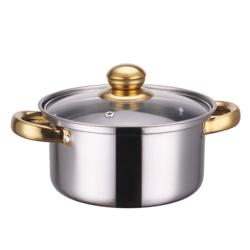 Stainless Steel Gold Handle Pot Set Non-stick Pot Suit