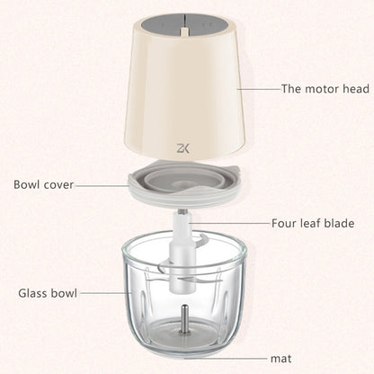 Electric Garlic Grinder Household Meat Grinder Wireless Mini Garlic Grinder Minced Vegetables Minced Stuffing Minced Meat Mixing Cooking Machine