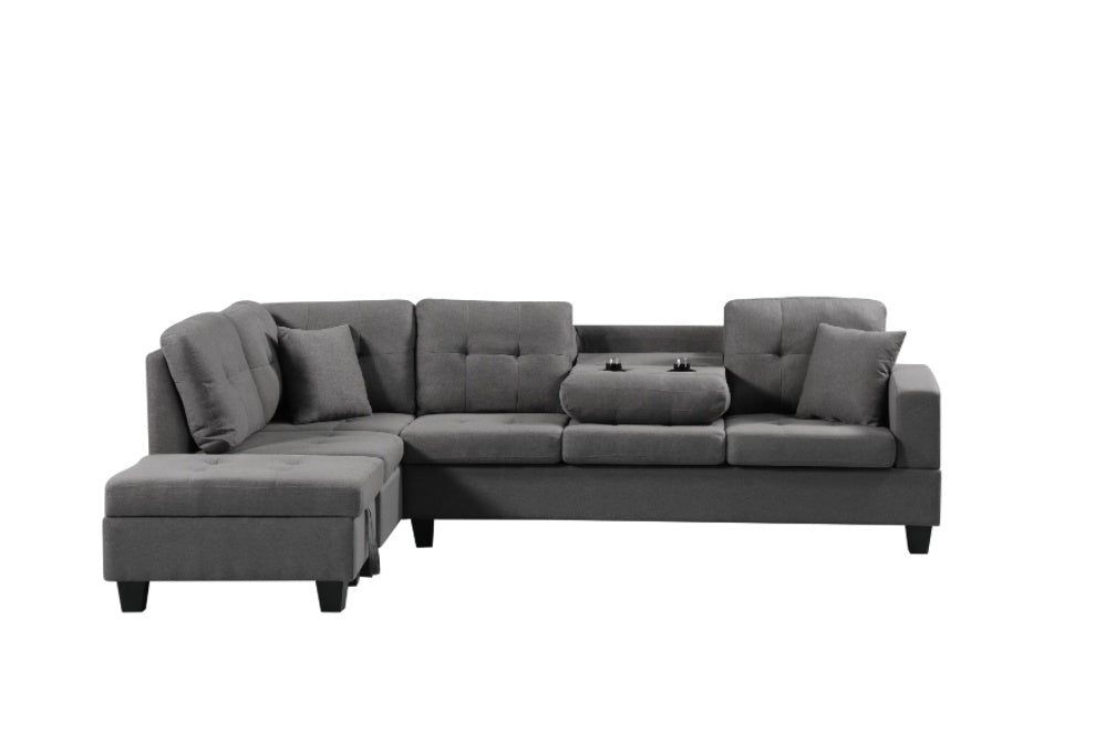 Gray sectional sofa on a white background