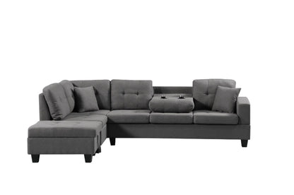 Gray sectional sofa on a white background