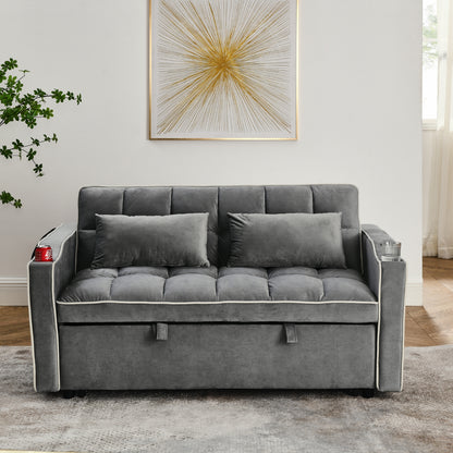 55.51 Inch Versatile Foldable Sofa Bed in 3 Lengths, Modern Sofa Sofa Sofa Velvet Pull-Out Bed, Adju
