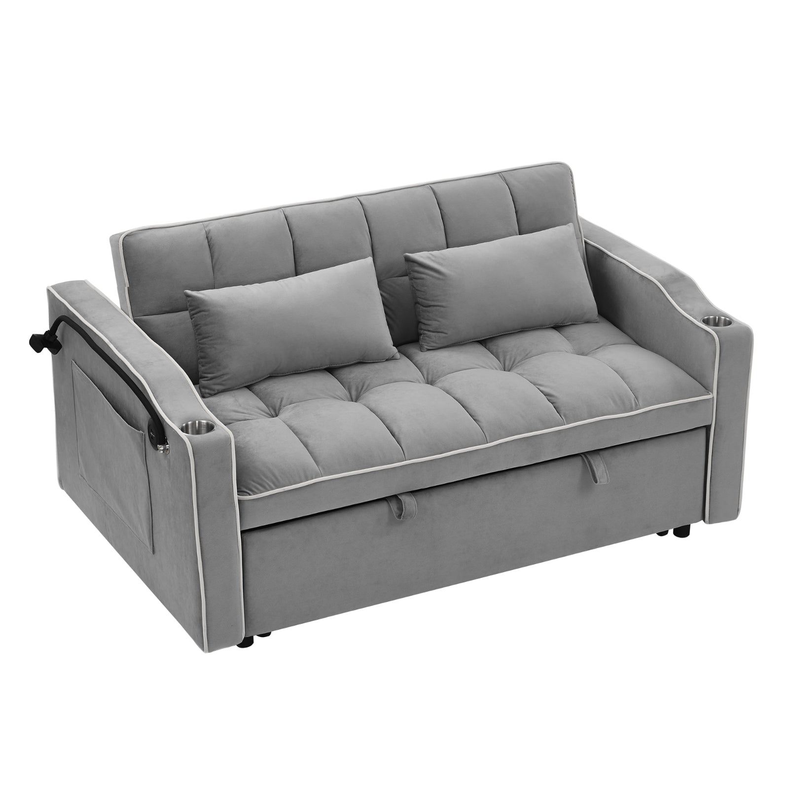55.51 Inch Versatile Foldable Sofa Bed in 3 Lengths, Modern Sofa Sofa Sofa Velvet Pull-Out Bed, Adju