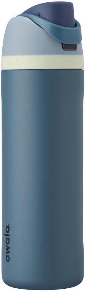 Freesip Insulated Stainless Steel Water Bottle with Straw, Bpa-Free Sports Water Bottle, Great for Travel, 24 Oz, Denim