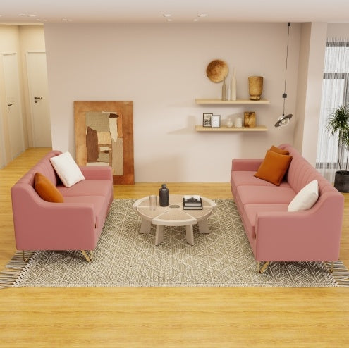 Pink Velvet 2-Piece Sofa Set – Love Seat & Sofa