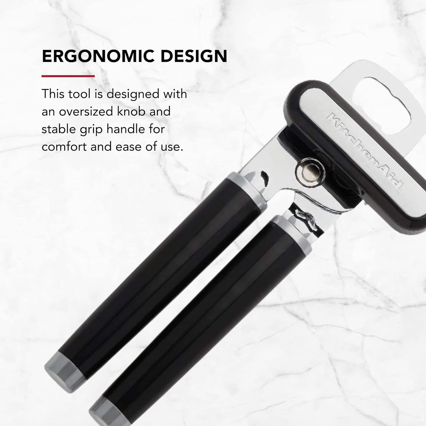 Classic Multifunction Can Opener and Bottle Opener Easy to Use, Razor Sharp Stainless Steel Cutting Wheel, Soft Ergonomic Handles, Black