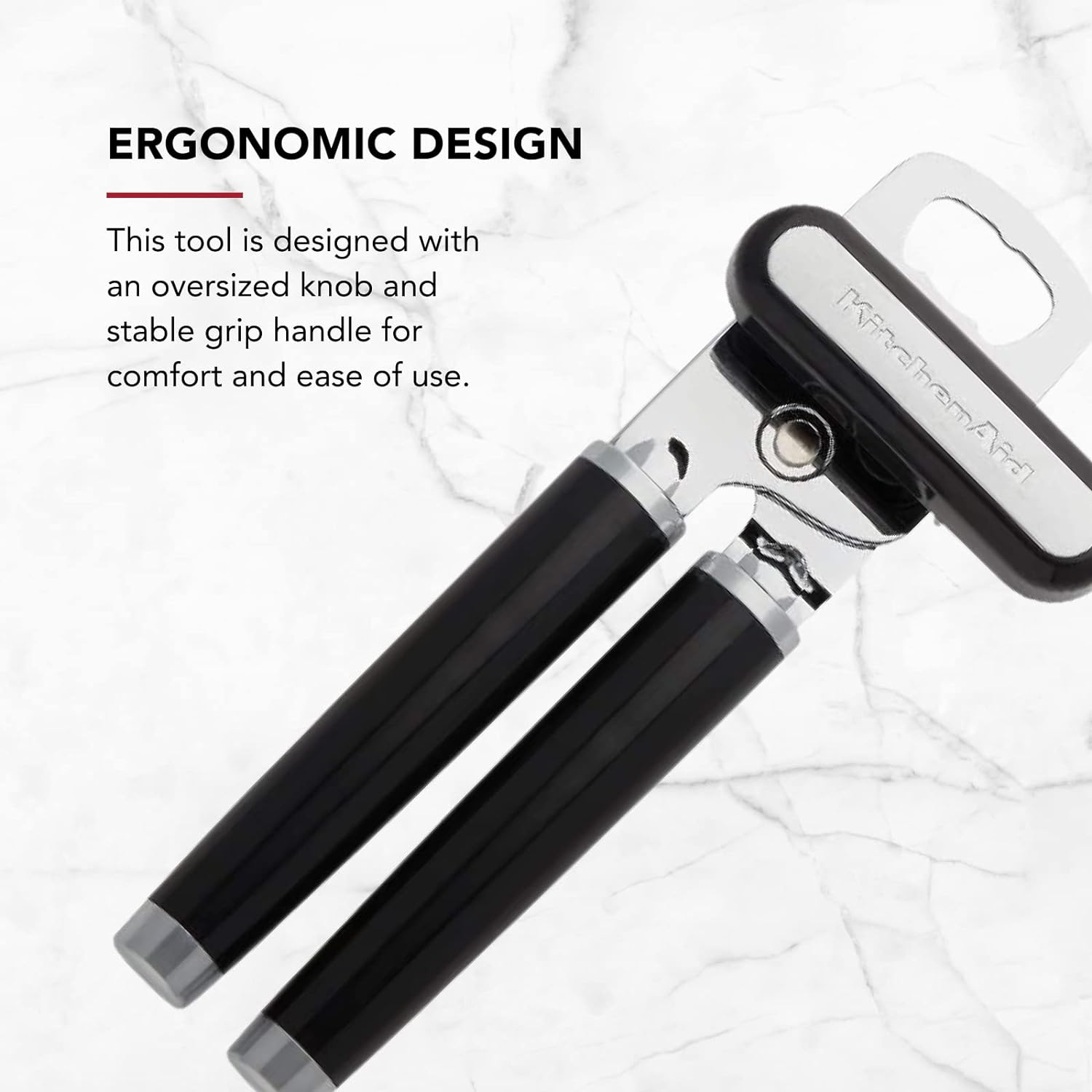 Classic Multifunction Can Opener and Bottle Opener Easy to Use, Razor Sharp Stainless Steel Cutting Wheel, Soft Ergonomic Handles, Black