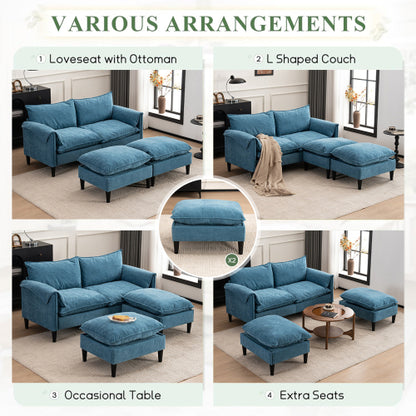 Convertible Combination Sofa Sofa Ushaped Sofa with Footstools with Storage Gray Sofa for Living Room, Living Room Bedroom Office Small Space 2 Seater Combination Sofa