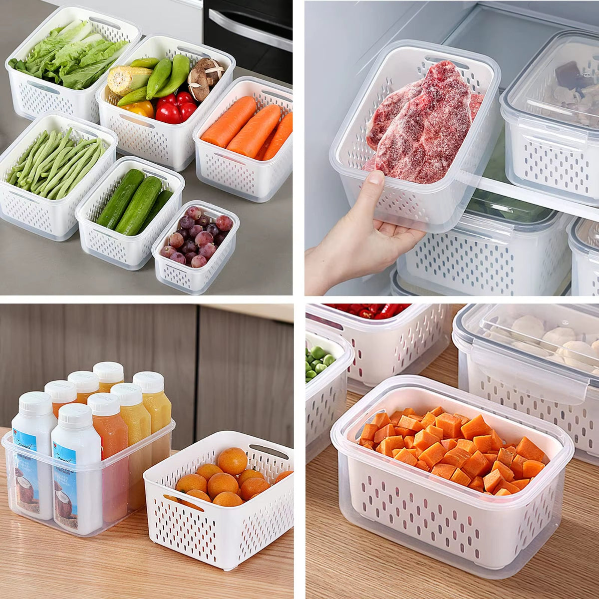 Sweedollar 3-Pack Fridge Storage Containers – Keep Your Produce Crisp, Clean, and Organized