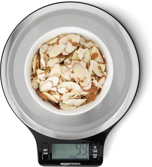 Digital Kitchen Scale with LCD Display, Batteries Included, Weighs up to 11 Pounds, Black and Stainless Steel