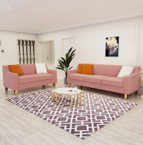 Pink Velvet 2-Piece Sofa Set – Love Seat & Sofa