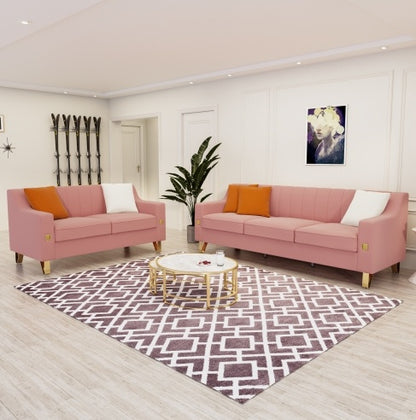Pink Velvet 2-Piece Sofa Set – Love Seat & Sofa