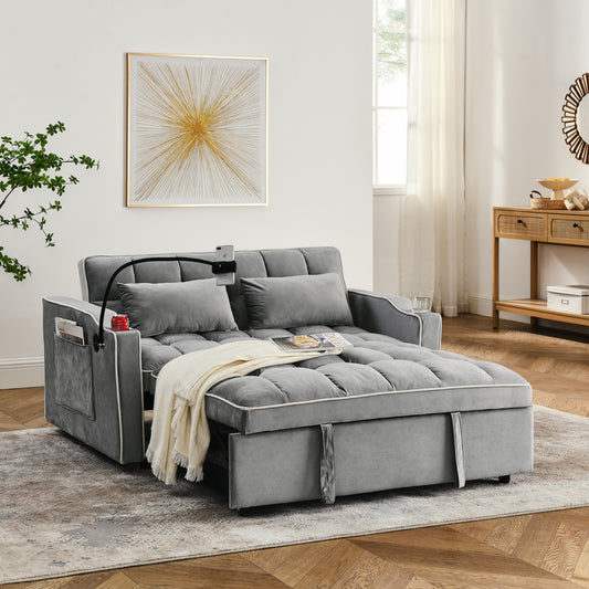 55.51 Inch Versatile Foldable Sofa Bed in 3 Lengths, Modern Sofa Sofa Sofa Velvet Pull-Out Bed, Adju