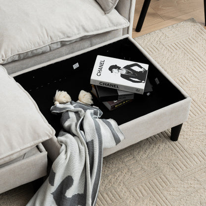 Convertible Combination Sofa Sofa Ushaped Sofa with Footstools with Storage Gray Sofa for Living Room, Living Room Bedroom Office Small Space 2 Seater Combination Sofa