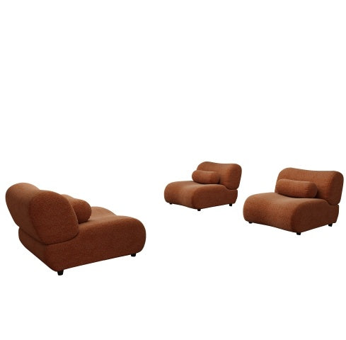 Set of brown armchairs on a white background