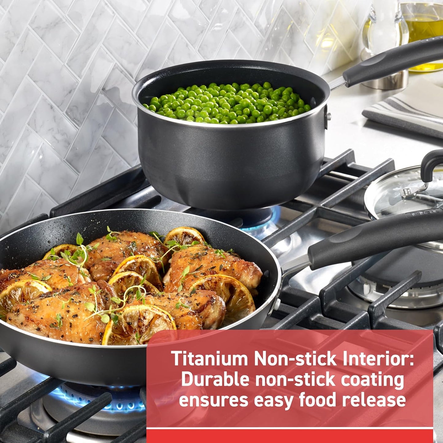 Signature Nonstick Cookware Set 12 Piece, Oven Broiler Safe 350F, Pots and Pans, Kitchen Cooking Set W/Fry Pans, Saucepans, Saute Pan, Dutch Oven, Griddle, Kitchen, Home, Dishwasher Safe, Black