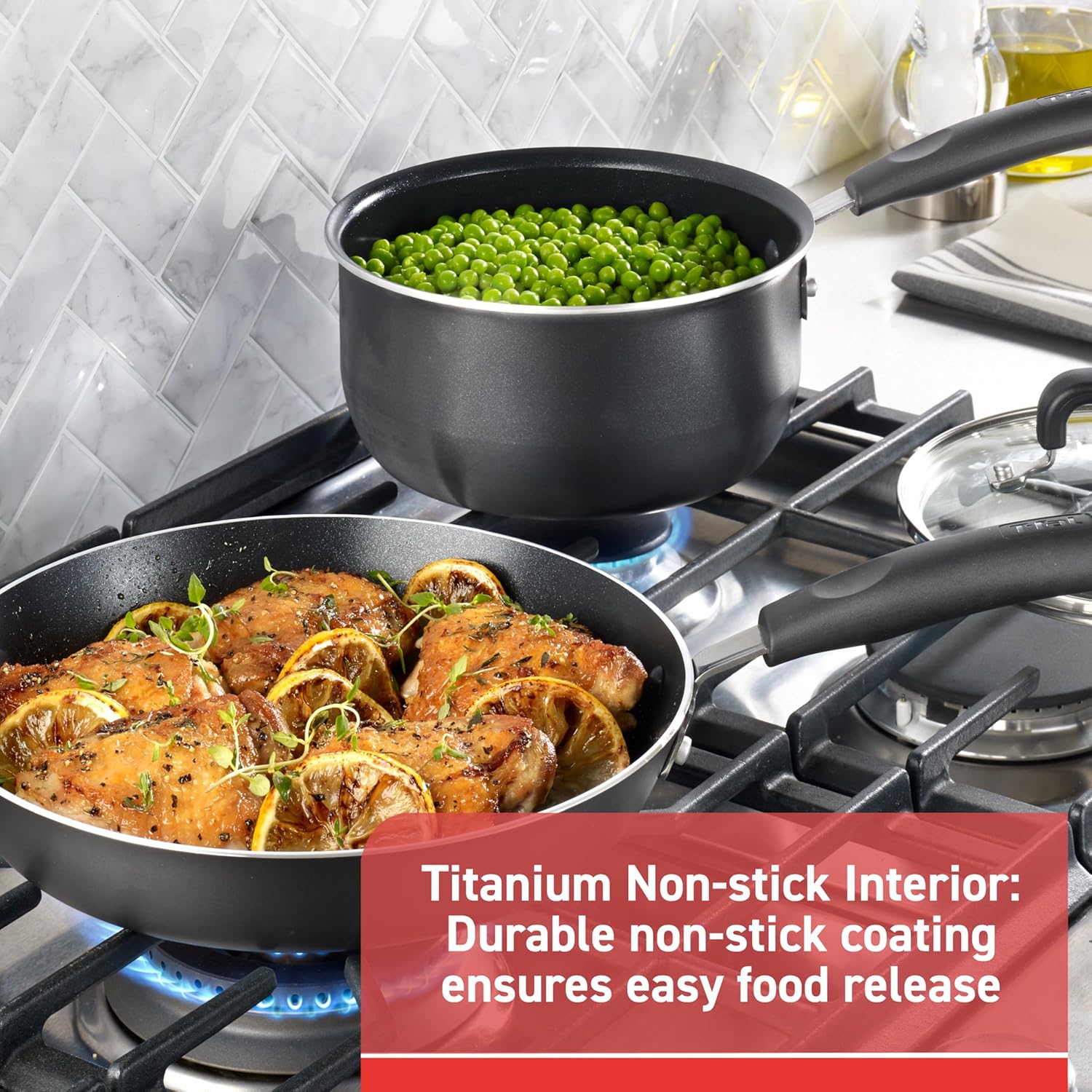 Signature Nonstick Cookware Set 12 Piece, Oven Broiler Safe 350F, Pots and Pans, Kitchen Cooking Set W/Fry Pans, Saucepans, Saute Pan, Dutch Oven, Griddle, Kitchen, Home, Dishwasher Safe, Black