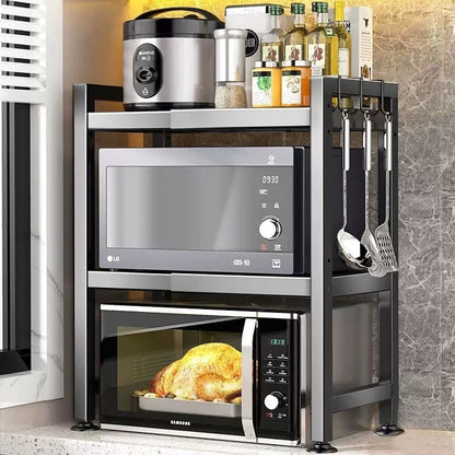 Retractable Kitchen Microwave Storage Rack Multi-function