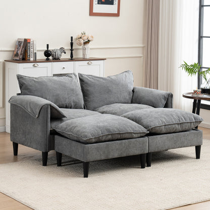 Convertible Combination Sofa Sofa Ushaped Sofa with Footstools with Storage Gray Sofa for Living Room, Living Room Bedroom Office Small Space 2 Seater Combination Sofa