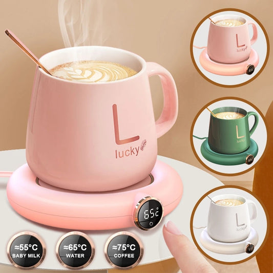 USB Cup Warmer Pad – 3 Temperature Settings, LED Display, Electric Mug Heater