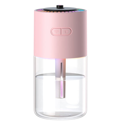 Pink and clear humidifier on a white background