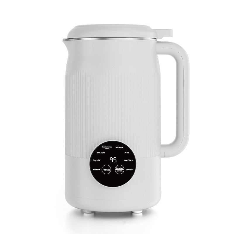 White electric kettle with digital display on a white background