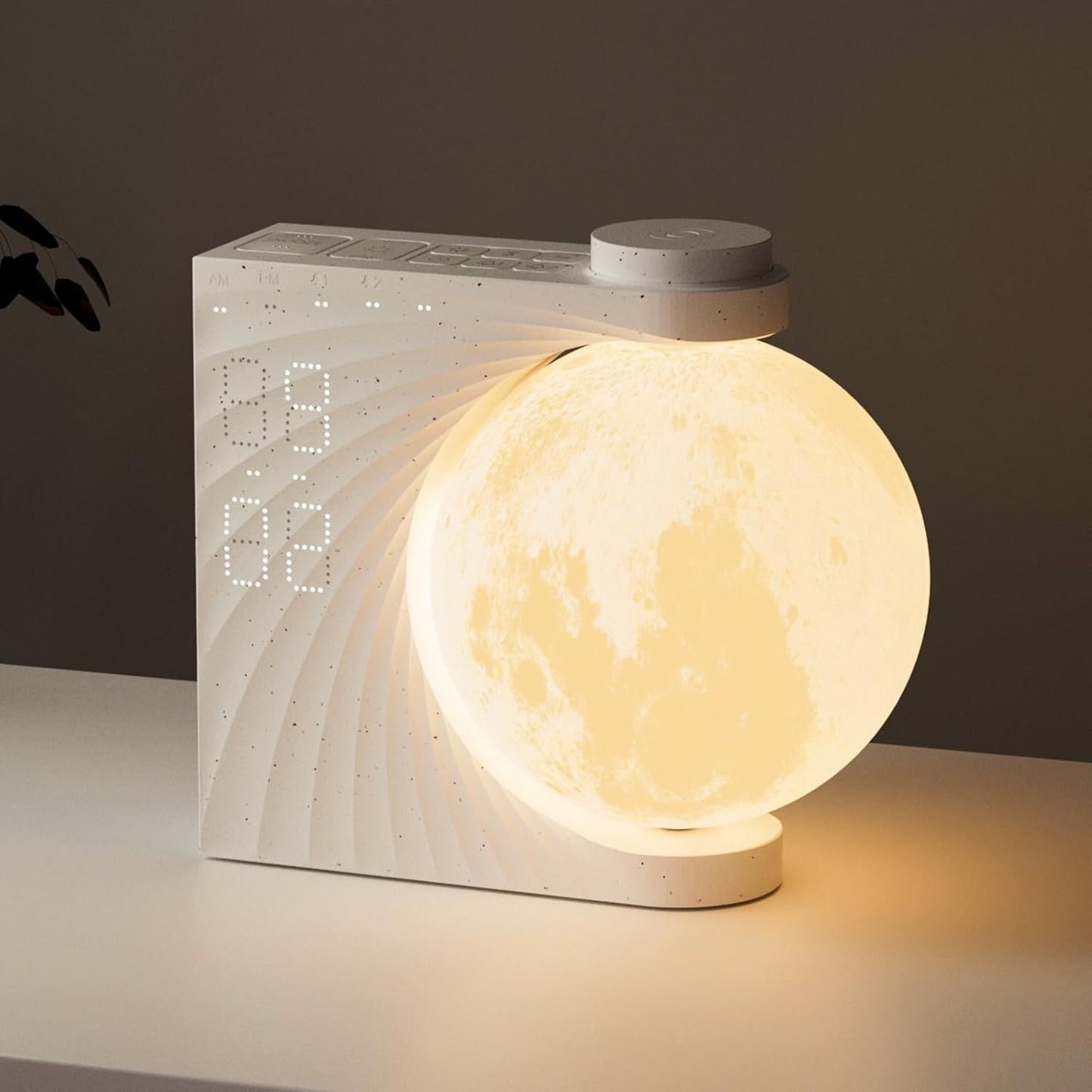 Modern night light with digital clock display on a dark background