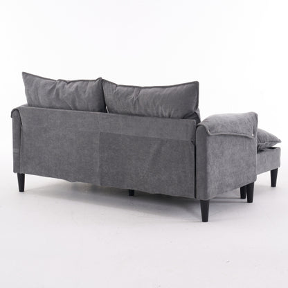 Convertible Combination Sofa Sofa Ushaped Sofa with Footstools with Storage Gray Sofa for Living Room, Living Room Bedroom Office Small Space 2 Seater Combination Sofa