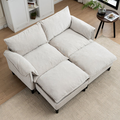 Convertible Combination Sofa Sofa Ushaped Sofa with Footstools with Storage Gray Sofa for Living Room, Living Room Bedroom Office Small Space 2 Seater Combination Sofa